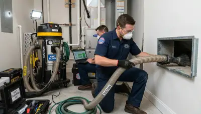 Technician cleaning residential air ducts in Jacksonville FL for improved HVAC airflow and efficiency