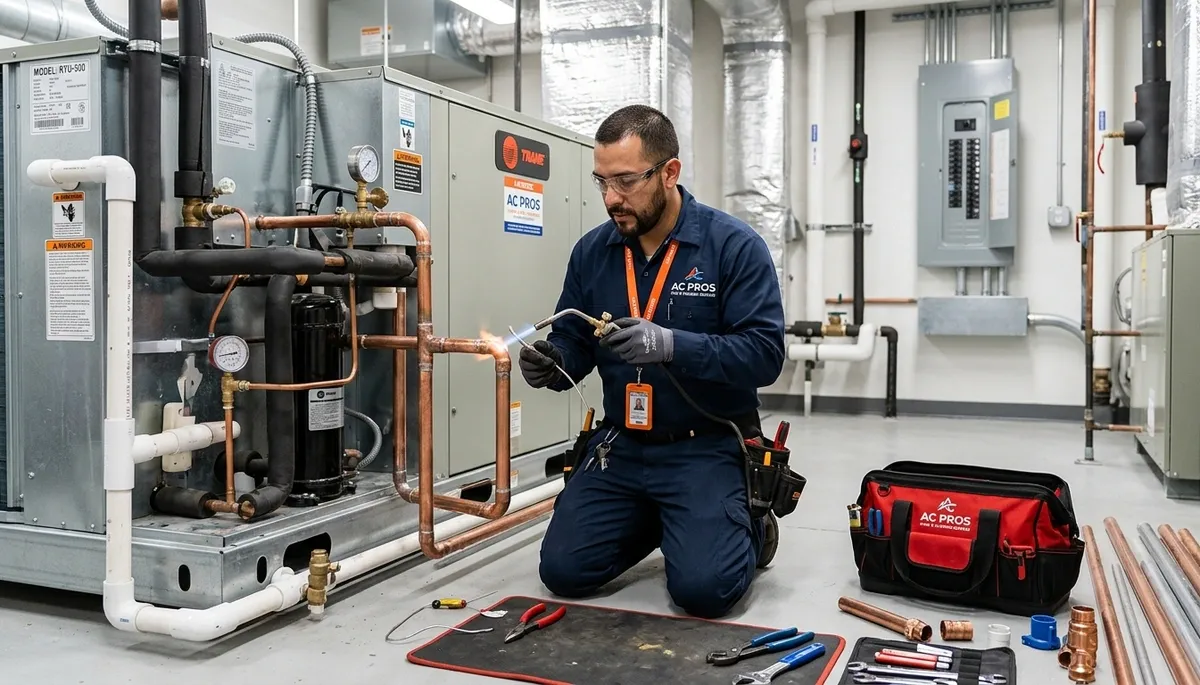 Technician providing plumbing repair service in Jacksonville FL home for Five Star Cooling