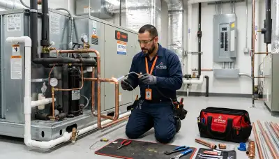 Technician providing plumbing repair service in Jacksonville FL home for Five Star Cooling
